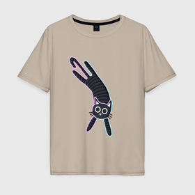 Мужская футболка хлопок Oversize с принтом Little kitten в Тюмени, 100% хлопок | свободный крой, круглый ворот, “спинка” длиннее передней части | Тематика изображения на принте: 