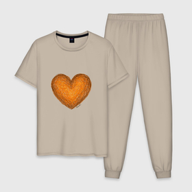 Мужская пижама хлопок с принтом Рисунок сердце оранжевого цвета в Тюмени, 100% хлопок | брюки и футболка прямого кроя, без карманов, на брюках мягкая резинка на поясе и по низу штанин
 | 