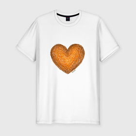 Мужская футболка хлопок Slim с принтом Рисунок сердце оранжевого цвета в Тюмени, 92% хлопок, 8% лайкра | приталенный силуэт, круглый вырез ворота, длина до линии бедра, короткий рукав | 