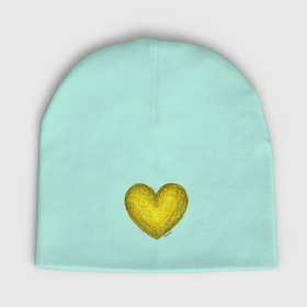 Мужская шапка демисезонная с принтом Рисунок карандашом сердце желтого цвета в Курске,  |  | Тематика изображения на принте: 