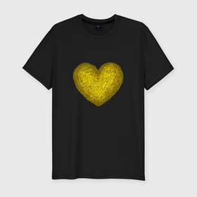 Мужская футболка хлопок Slim с принтом Рисунок карандашом сердце желтого цвета в Белгороде, 92% хлопок, 8% лайкра | приталенный силуэт, круглый вырез ворота, длина до линии бедра, короткий рукав | 