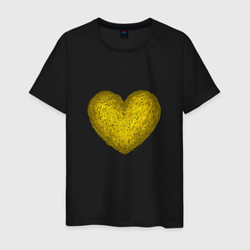 Мужская футболка хлопок с принтом Рисунок карандашом сердце желтого цвета в Кировске, 100% хлопок | прямой крой, круглый вырез горловины, длина до линии бедер, слегка спущенное плечо. | 