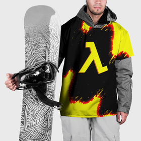 Накидка на куртку 3D с принтом Half life огненное лого текстура в Петрозаводске, 100% полиэстер |  | Тематика изображения на принте: 