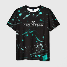 Мужская футболка 3D с принтом New world краски текстура , 100% полиэфир | прямой крой, круглый вырез горловины, длина до линии бедер | 
