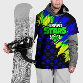 Накидка на куртку 3D с принтом Brawl stars кислотное лого в Тюмени, 100% полиэстер |  | Тематика изображения на принте: 