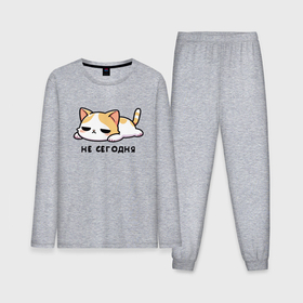 Мужская пижама с лонгсливом хлопок с принтом Не сегодня   кошка ,  |  | Тематика изображения на принте: 