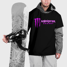 Накидка на куртку 3D с принтом Monster energy фиолетовый логотип , 100% полиэстер |  | Тематика изображения на принте: 