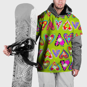 Накидка на куртку 3D с принтом Разноцветные сердца в мексиканском стиле в Санкт-Петербурге, 100% полиэстер |  | 