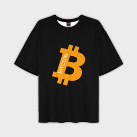 Мужская футболка oversize 3D с принтом Биткоин криптовалюта оранжевое лого в Белгороде,  |  | Тематика изображения на принте: 