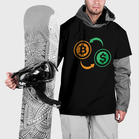 Накидка на куртку 3D с принтом Криптовалюта биткоин и доллар в Кировске, 100% полиэстер |  | 