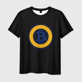 Мужская футболка 3D с принтом Биткоин лого криптовалюта в Белгороде, 100% полиэфир | прямой крой, круглый вырез горловины, длина до линии бедер | Тематика изображения на принте: 