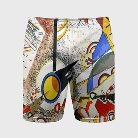 Мужские шорты спортивные с принтом Кандинский картина   шумная акварель в Екатеринбурге,  |  | Тематика изображения на принте: 
