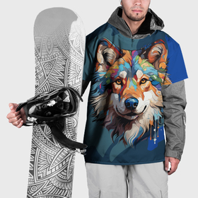 Накидка на куртку 3D с принтом Очень красивый волк в Петрозаводске, 100% полиэстер |  | 