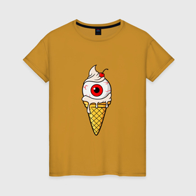 Женская футболка хлопок с принтом Злая мороженка в Кировске, 100% хлопок | прямой крой, круглый вырез горловины, длина до линии бедер, слегка спущенное плечо | 