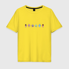 Мужская футболка хлопок Oversize с принтом Зомби сладости в Екатеринбурге, 100% хлопок | свободный крой, круглый ворот, “спинка” длиннее передней части | Тематика изображения на принте: 