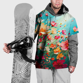 Накидка на куртку 3D с принтом Веер цветов акрил в Курске, 100% полиэстер |  | 