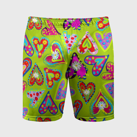 Мужские шорты спортивные с принтом Сердца в мексиканском стиле в Тюмени,  |  | Тематика изображения на принте: 