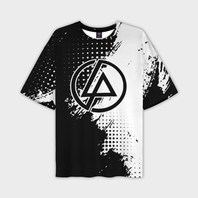 Мужская футболка oversize 3D с принтом Linkin park   черно белая абстракция в Курске,  |  | 