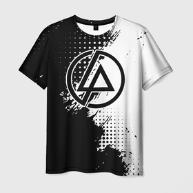 Мужская футболка 3D с принтом Linkin park   черно белая абстракция в Белгороде, 100% полиэфир | прямой крой, круглый вырез горловины, длина до линии бедер | 