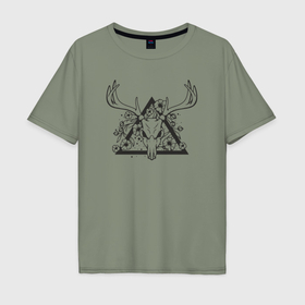 Мужская футболка хлопок Oversize с принтом Dead deer в Курске, 100% хлопок | свободный крой, круглый ворот, “спинка” длиннее передней части | Тематика изображения на принте: 