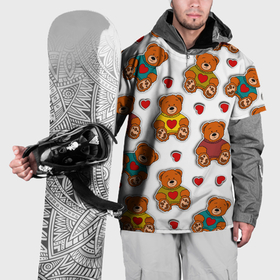 Накидка на куртку 3D с принтом Наклейки стикер мишки и сердечки , 100% полиэстер |  | Тематика изображения на принте: 