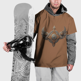 Накидка на куртку 3D с принтом Защитный орнамент с крыльями из дерева в Курске, 100% полиэстер |  | 