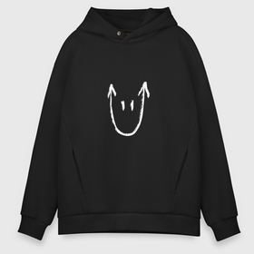 Мужское худи Oversize хлопок с принтом Devil Smiley в Санкт-Петербурге, френч-терри — 70% хлопок, 30% полиэстер. Мягкий теплый начес внутри —100% хлопок | боковые карманы, эластичные манжеты и нижняя кромка, капюшон на магнитной кнопке | 