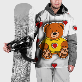 Накидка на куртку 3D с принтом Стикер наклейка медвежонок и сердце объемный рисунок , 100% полиэстер |  | 