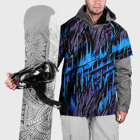 Накидка на куртку 3D с принтом Камень и синие полосы , 100% полиэстер |  | Тематика изображения на принте: 