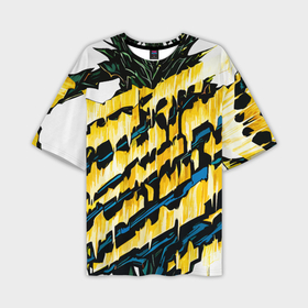 Мужская футболка oversize 3D с принтом Субстанция и жёлтые полосы в Санкт-Петербурге,  |  | Тематика изображения на принте: 