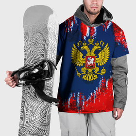 Накидка на куртку 3D с принтом Россия краски герб в Тюмени, 100% полиэстер |  | Тематика изображения на принте: 