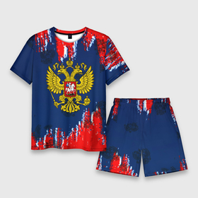 Мужской костюм с шортами 3D с принтом Россия краски герб в Курске,  |  | 