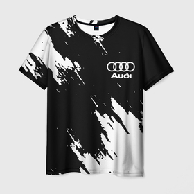 Мужская футболка 3D с принтом Audi краски белые , 100% полиэфир | прямой крой, круглый вырез горловины, длина до линии бедер | 