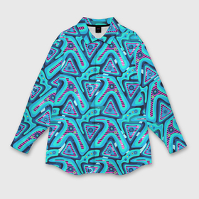 Мужская рубашка oversize 3D с принтом Цветные графические многоугольники в Тюмени,  |  | 