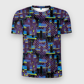 Мужская футболка 3D Slim с принтом Абстрактный узор в цвете в Тюмени, 100% полиэстер с улучшенными характеристиками | приталенный силуэт, круглая горловина, широкие плечи, сужается к линии бедра | 