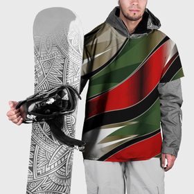 Накидка на куртку 3D с принтом Красные зеленые белые полосы абстракции в Тюмени, 100% полиэстер |  | 