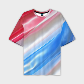 Мужская футболка oversize 3D с принтом Белые синие красные светлые полосы абстракции в Тюмени,  |  | 