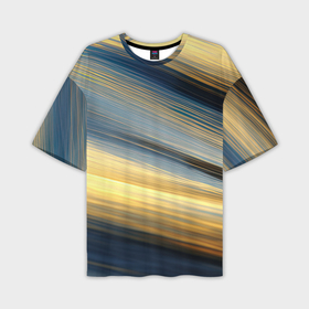 Мужская футболка oversize 3D с принтом Синяя и желтая изогнутая  абстракция в Тюмени,  |  | 