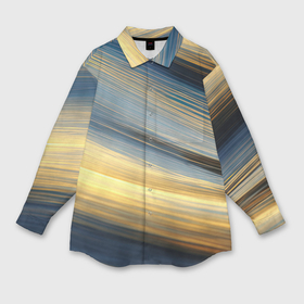 Мужская рубашка oversize 3D с принтом Синяя и желтая изогнутая  абстракция в Тюмени,  |  | 