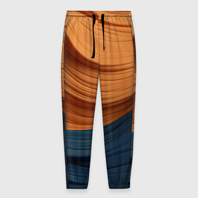 Мужские брюки 3D с принтом Оранжевая и синяя абстракция в Тюмени, 100% полиэстер | манжеты по низу, эластичный пояс регулируется шнурком, по бокам два кармана без застежек, внутренняя часть кармана из мелкой сетки | 
