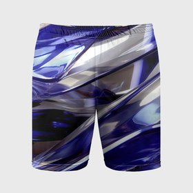 Мужские шорты спортивные с принтом Синие и белые полосы  абстракции ,  |  | Тематика изображения на принте: 