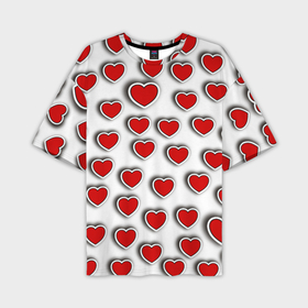 Мужская футболка oversize 3D с принтом Стикеры наклейки сердечки объемные в Новосибирске,  |  | 
