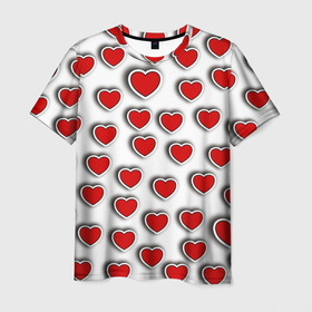 Мужская футболка 3D с принтом Стикеры наклейки сердечки объемные , 100% полиэфир | прямой крой, круглый вырез горловины, длина до линии бедер | Тематика изображения на принте: 