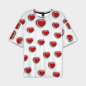 Мужская футболка oversize 3D с принтом Стикеры наклейки объемные сердечки ,  |  | 