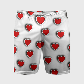 Мужские шорты спортивные с принтом Стикеры наклейки объемные сердечки ,  |  | Тематика изображения на принте: 
