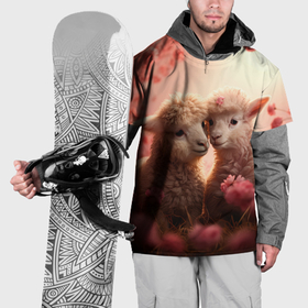 Накидка на куртку 3D с принтом Влюбленные ламы в Курске, 100% полиэстер |  | 