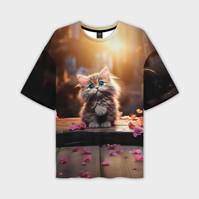 Мужская футболка oversize 3D с принтом Милый котенок 14 февраля в Новосибирске,  |  | 