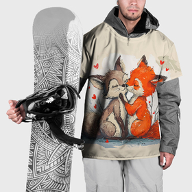 Накидка на куртку 3D с принтом Влюбленные лисички  14 февраля в Петрозаводске, 100% полиэстер |  | Тематика изображения на принте: 