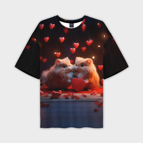 Мужская футболка oversize 3D с принтом Милые влюбленные хомячки в Кировске,  |  | 