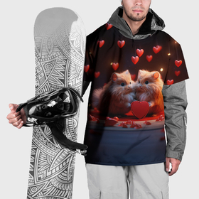 Накидка на куртку 3D с принтом Милые влюбленные хомячки в Кировске, 100% полиэстер |  | Тематика изображения на принте: 